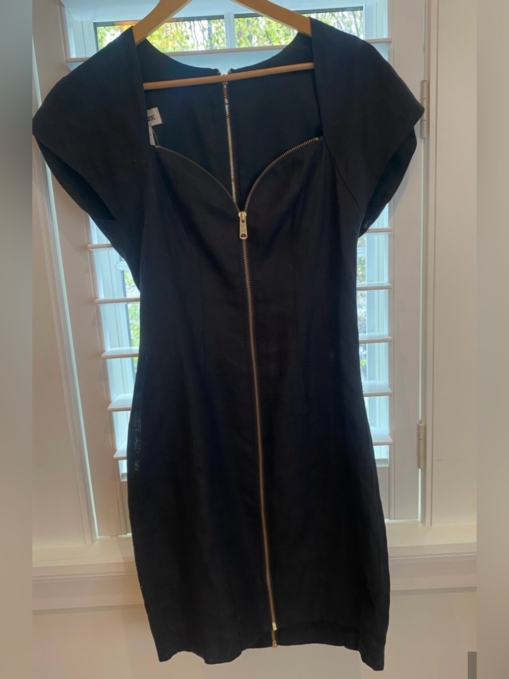 Wayne Clark Black Zip-Front Sheath Dress Size 6